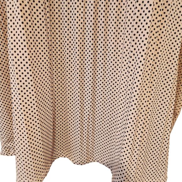 Adrianna Papel 1XL Polka Dot Pleated Blush And Black Blouse - Picture 3 of 5